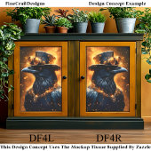 Steampunk Raven Crow, Fire Embers DF4R Decoupage Tissuepapier