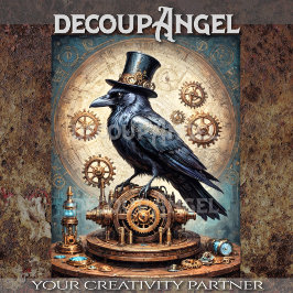 Steampunk Raven Decoupage Tissuepapier