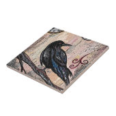 Steampunk Raven en klokken Tegeltje (Zijkant)