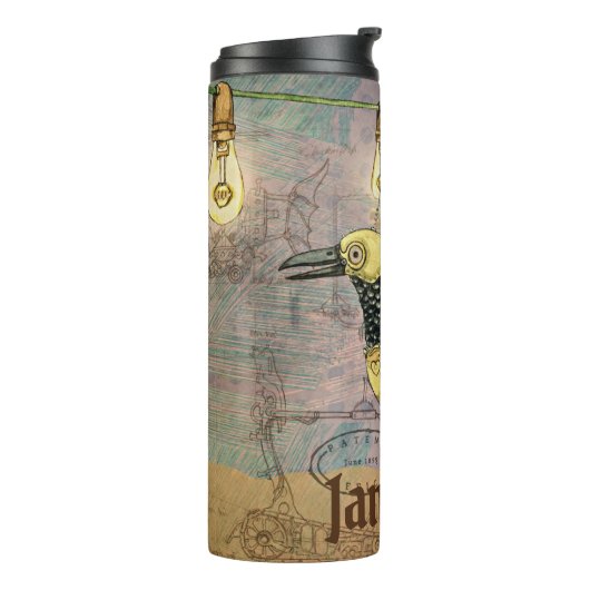 Steampunk Raven - Gepersonaliseerd Thermosbeker (Gedraaid links)