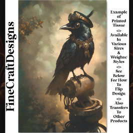 Steampunk Raven, Goggles & Collar BQ8 Decoupage Tissuepapier