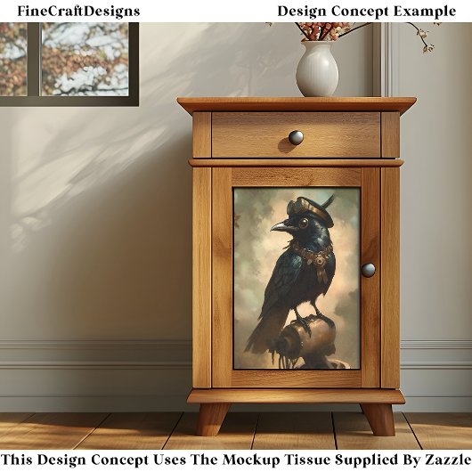 Steampunk Raven, Goggles & Collar BQ8 Decoupage Tissuepapier