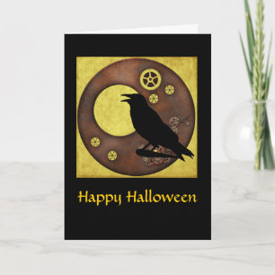 Steampunk Raven Halloween Wenskaart Kaart