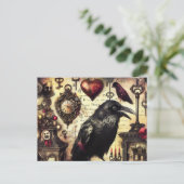 Steampunk Raven Horror Collage Briefkaart (Staand voorkant)
