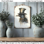 Steampunk Raven In Top Hat & Collar BQ5 Decoupage Tissuepapier