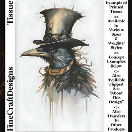 Steampunk Raven In Top Hat & Collar BQ5 Decoupage Tissuepapier