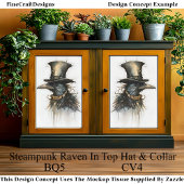 Steampunk Raven in Top Hat & Collar CV4 Decoupage Tissuepapier