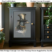 Steampunk Raven in Top Hat & Collar CV4 Decoupage Tissuepapier