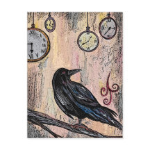 Steampunk Raven met klokken
