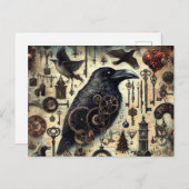 Steampunk Raven Poe Collage Briefkaart (Voorkant / Achterkant)