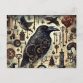 Steampunk Raven Poe Collage Briefkaart (Voorkant)