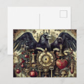 Steampunk Raven Poe Surreal Collage Briefkaart (Voorkant / Achterkant)