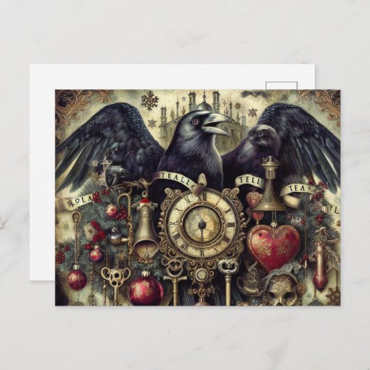 Steampunk Raven Poe Surreal Collage Briefkaart (Voorkant / Achterkant)