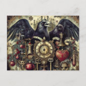 Steampunk Raven Poe Surreal Collage Briefkaart (Voorkant)