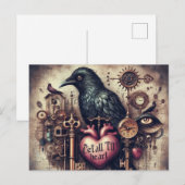 Steampunk Raven Tell Heart Collage Briefkaart (Voorkant / Achterkant)