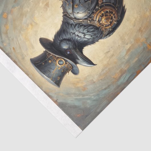 Steampunk raven with top hat and skull -  tissuepapier (Detail)
