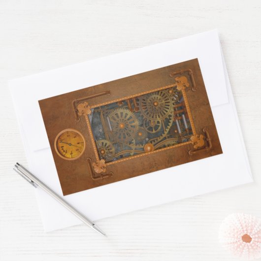 Steampunk Rechthoekige Sticker (Envelop)