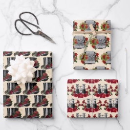 Steampunk Red Binocles Pet Kerstmis Inpakpapier Vel