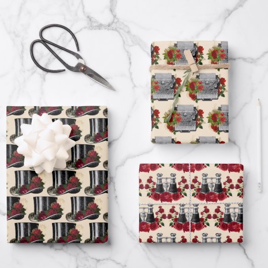 Steampunk Red Binocles Pet Kerstmis Inpakpapier Vel (Voorkant)