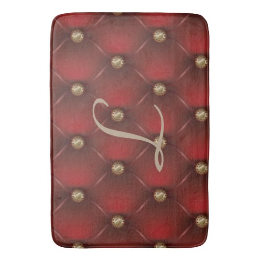 Steampunk Red Cushion Pattern Gold Gears Badmat (Voorkant Verticaal)