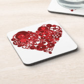 Steampunk Red Gears Heart Drankjes Onderzetter (Linkerzijde)