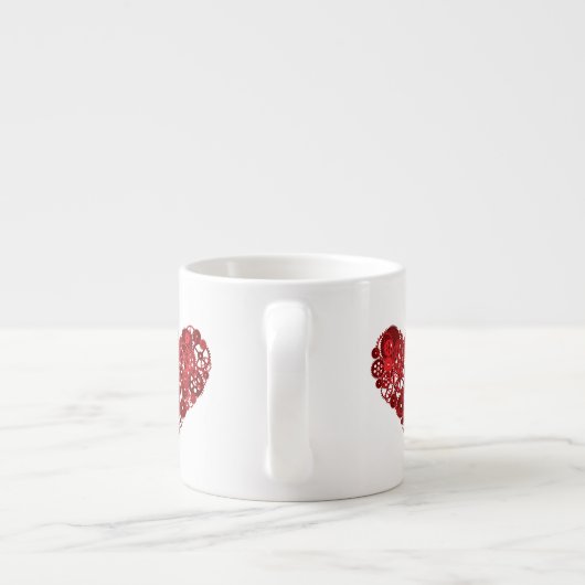 Steampunk Red Gears Heart Espresso Kop (Achterkant)