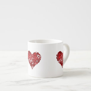 Steampunk Red Gears Heart Espresso Kop