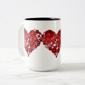 Steampunk Red Gears Heart Tweekleurige Koffiemok (Voorkant links)