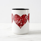 Steampunk Red Gears Heart Tweekleurige Koffiemok (Center)