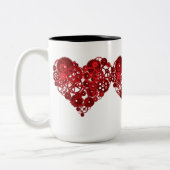 Steampunk Red Gears Heart Tweekleurige Koffiemok (Links)