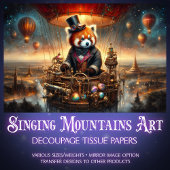 Steampunk Red Panda Adventure Decoupage Tissuepapier