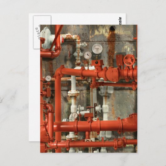 Steampunk - Red pipe headache Briefkaart (Voorkant / Achterkant)