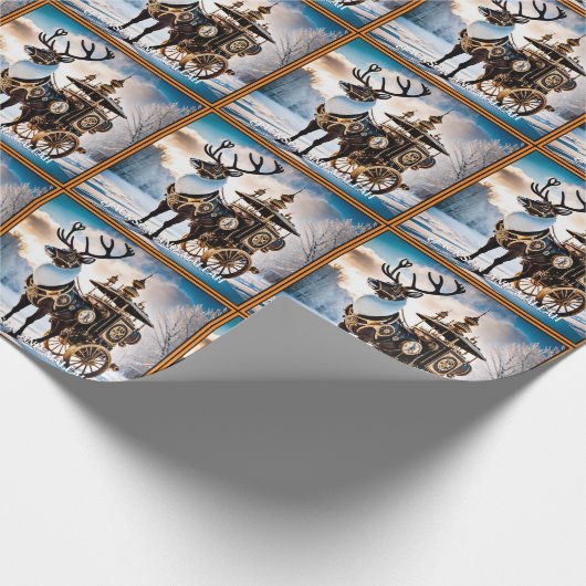 Steampunk Reindeer Cadeaupapier (Hoek)