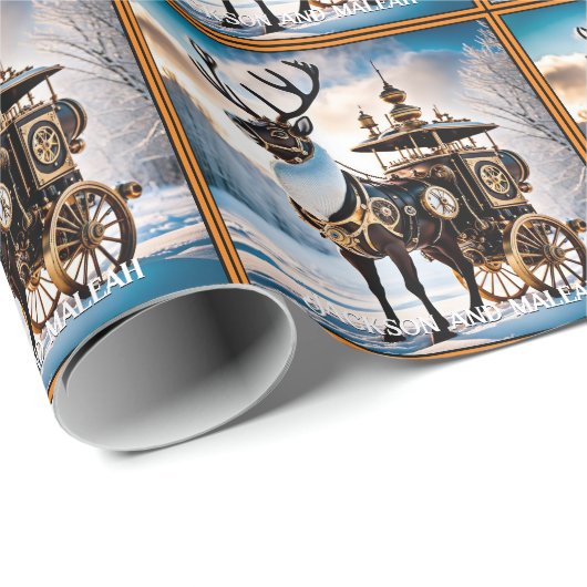 Steampunk Reindeer Cadeaupapier (Rol Hoek)