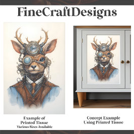 Steampunk Reindeer Gears Goggles Vest D8 Decoupage Tissuepapier