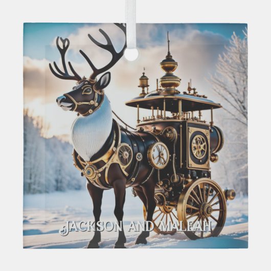 Steampunk Reindeer Glas Ornament (Voorkant)