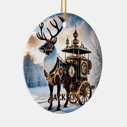 Steampunk Reindeer Keramisch Ornament (Rechts)