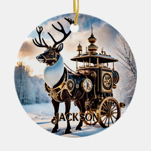 Steampunk Reindeer Keramisch Ornament (Voorkant)
