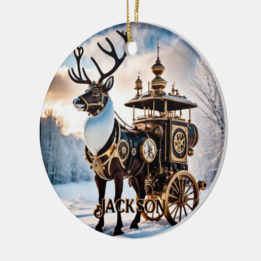 Steampunk Reindeer Keramisch Ornament (Links)
