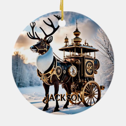Steampunk Reindeer Keramisch Ornament (Achterkant)