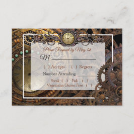 Steampunk Renaissance Bruiloft RSVP-kaart RSVP Kaartje