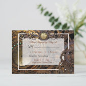 Steampunk Renaissance Bruiloft RSVP-kaart RSVP Kaartje (Staand voorkant)
