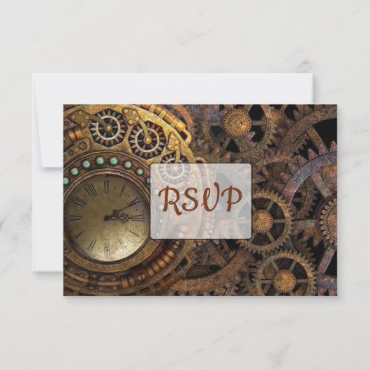 Steampunk Renaissance Bruiloft RSVP-kaart RSVP Kaartje (Achterkant)