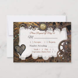 Steampunk Renaissance Bruiloft RSVP-kaart RSVP Kaartje