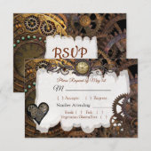 Steampunk Renaissance Bruiloft RSVP-kaart RSVP Kaartje (Voorkant / Achterkant)