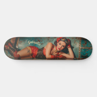 Steampunk retro-futuristische pinup meisje schilde persoonlijk skateboard