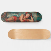 Steampunk retro-futuristische pinup meisje schilde persoonlijk skateboard (Horizontaal)