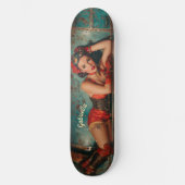 Steampunk retro-futuristische pinup meisje schilde persoonlijk skateboard (Voorkant)