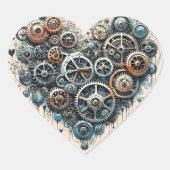Steampunk Retro  hart van tandwielen Hart Sticker (Voorkant)