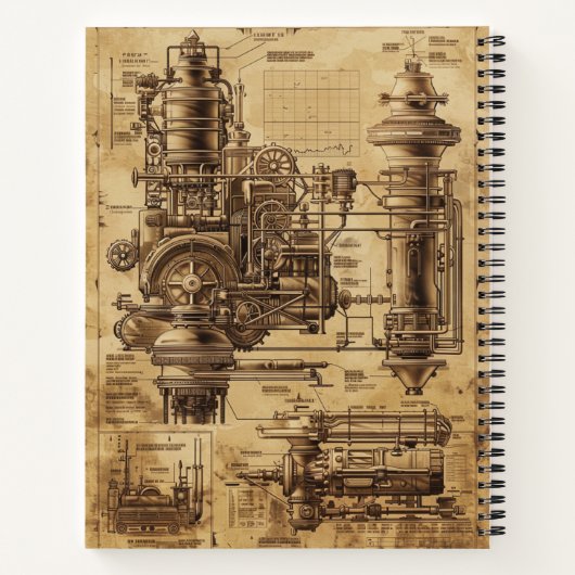 Steampunk Retro Notitieboek (Achterkant)